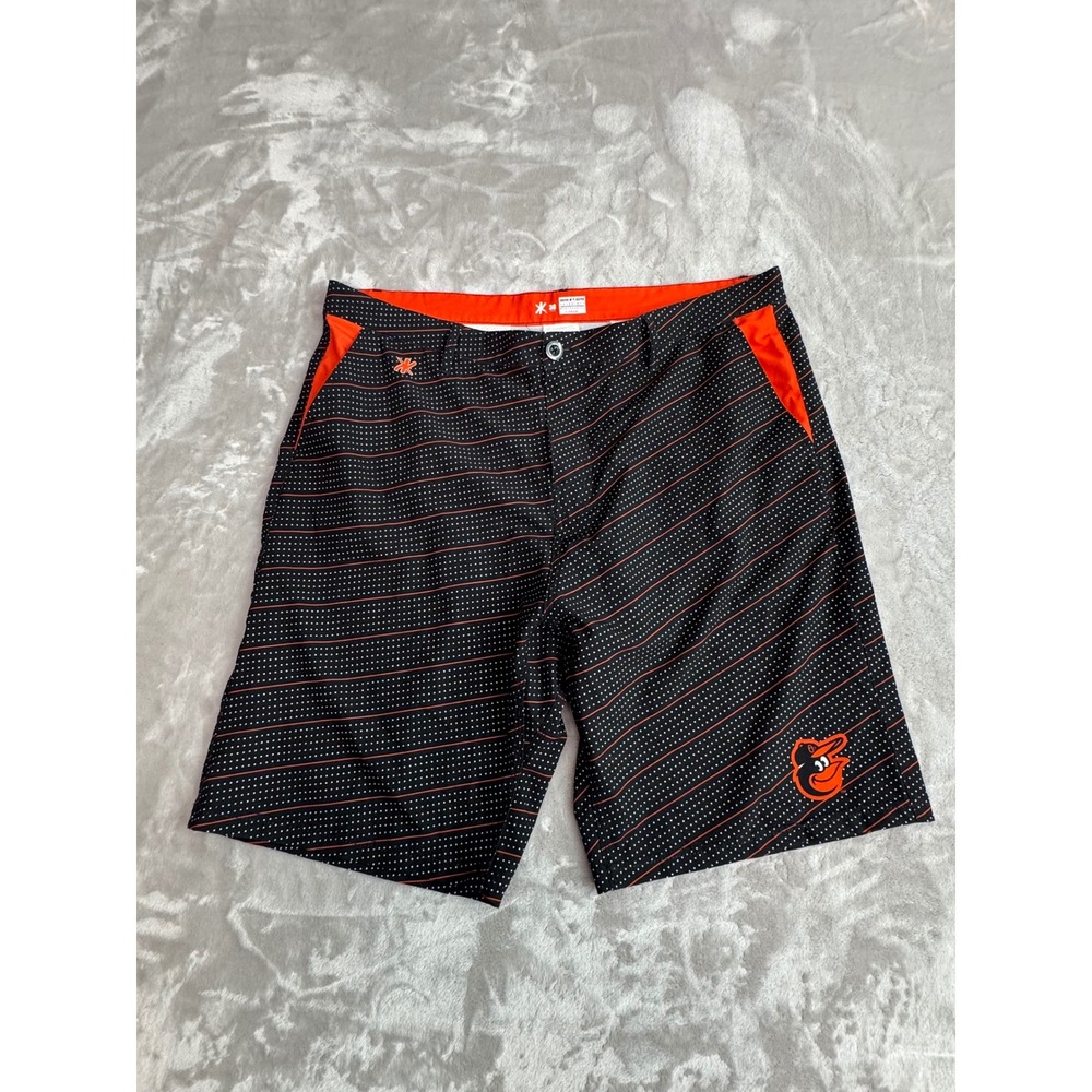 Klew Baltimore Orioles MLB Board Shorts Mens 38 Black Orange Polka‎ Dot Stripe